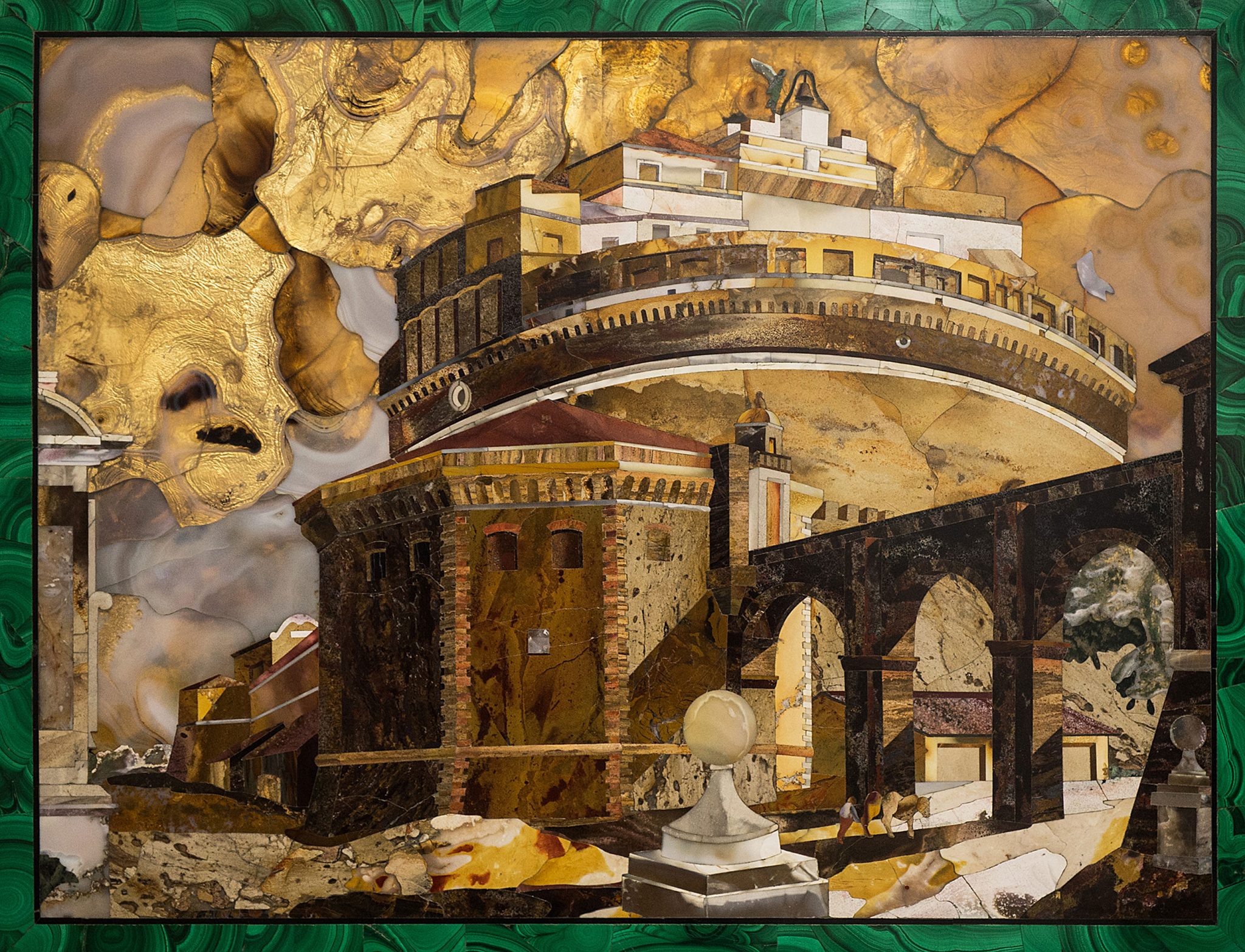 Pietra dura panel of Castel Sant'Angelo after Piranesi